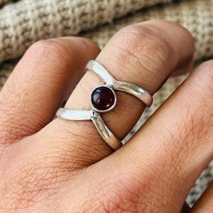 Minimalist Tribal garnet Brass <b>Ring</b> <b>Silver</b> Plated <b>Adjustable</b> Vintage Wholesale <b>Ring</b> For Women - Product Image 6