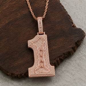 Custom <b>Initial</b> Number 1 Hip Hop Pendant <b>Necklace</b> 925 <b>Silver</b> Iced Out Moissanite Diamond Letter Pendant - Product Image 3