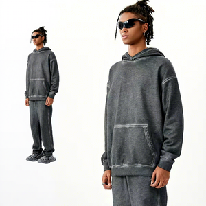 Sudadera con Capucha de Felpa Gruesa de 430G/450G para Hombre, Estilo Retro Vintage, con Bolsillo Tipo Canguro, 100% Algodón, Ropa Urbana Ecológica - Product Image 3
