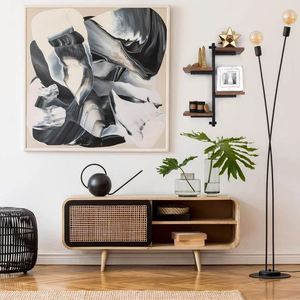 Étagère murale décorative en bois et fer de style industriel pour le rangement et l'organisation dans le salon, la chambre et le bureau - Product Image 4