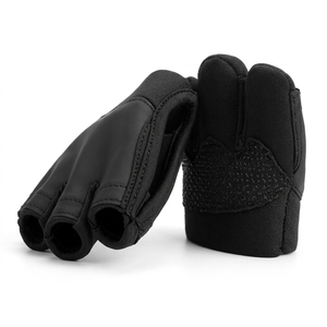 Gants de sport en néoprène noirs à demi-doigts avec fermeture auto-agrippante, support de poignet, paume antidérapante, protection professionnelle pour le fitness unisexe - Product Image 2