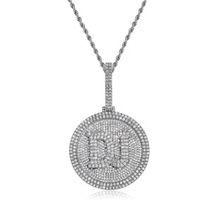 Pendentif Lettre Personnalisé Hip Hop Plaqué Or Sertie de Diamants CZ Moissanite, Collier Pendentif Lettre Nom Personnalisé à Deux Lettres - Product Image 6