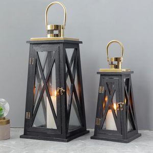 Portavelas Decorativos con Vidrio Templado, Farol Colgante Rústico para Jardín, Patio, Bodas, Fiestas, Interiores y Exteriores - Product Image 1