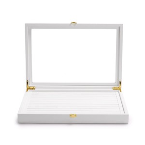 กล่องใส่เครื่องประดับหนังสีขาว กล่องโชว์กระจก ขายส่ง |   อุปกรณ์ทองเหลือง - Product Image 3