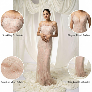 Robe de soirée scintillante avec broderie, conçue par un fournisseur indien |   Robe de soirée élégante pour femmes pour bal, banquet et événements formels - Product Image 4