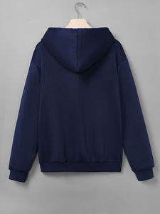 เสื้อฮู้ดซิปผู้ชาย สีกรมท่า ทรงปกติ สีพื้น ผ้าเฟรนช์เทอร์รี่ 100% ผ้าฝ้าย ใส่ได้ในฤดูใบไม้ร่วง - Product Image 2