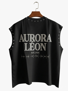 เสื้อยืดพรีเมียม 180 GSM ผ้าคอตตอน แขนกุด พิมพ์ลายสกรีนสีน้ำเงิน โลโก้สั่งทำ สตรีทแวร์ ผ้าฝ้าย 100% ทรงหลวมสำหรับผู้ชาย พิมพ์ลาย - Product Image 4