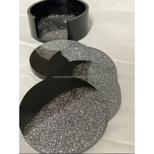 Posavasos de resina hechos a mano con purpurina de lujo, elegante, brillante, vajilla, elegante, moderna, decoración de mesa, conjunto de accesorios artísticos de resina - Product Image 1