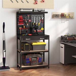 Garage Workbench with Drawer Tool Table for Organization and Convenience Metal Workbench Shelves - Product Image 4