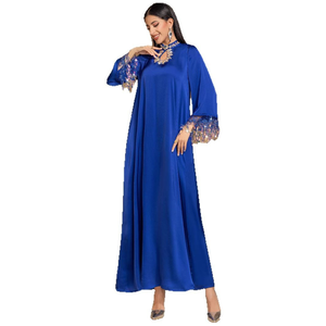 ENVAFA AN12950 Dubai - Abaya de Lujo para Mujer Musulmana, Caftán Marroquí, Vestido de Fiesta de Boda, Manga con Borlas, Poliéster Ligero - Product Image 3