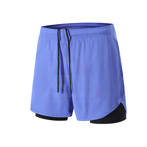 Shorts de sport pour homme orange avec poches, séchage rapide, taille élastique, longueur mi-cuisse, couleur unie, tricoté en spandex et polyester - Product Image 3