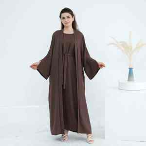 Abaya longue marron élégante, moderne, légère et respirante à manches longues pour femmes musulmanes, style Dubaï, décontractée et modeste - Product Image 6