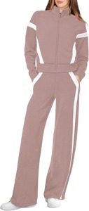 Ensemble de survêtement pour femme grande taille, imprimé ou uni, à capuche, écoresponsable, manches longues, avec cordon de serrage, coupe décontractée, ajustement régulier, côtés à détail - Product Image 4