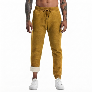 Men's Lightweight Spring Casual <b>Linen</b>/Cotton Twill Knit Anti-Pilling Drawstring Sweatpants with Pockets - Product Image 1