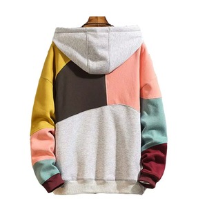 Sweat à capuche personnalisé pour homme, multicolore, patchwork, en molleton, coupe oversize, style streetwear, coloré - Product Image 3
