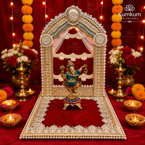 Singhasan Hecho a Mano en India, Ideal para Ídolos de Dioses como Laddu Gopal, Krishna, Ganesha, para la Decoración del Templo o el Hogar, Recuerdos Festivos para Diwali - Product Image 2