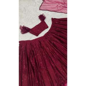 Lehenga Choli de Fiesta para Mujer de Diseñador con Elegante Bordado de Volantes en Malla - Product Image 1