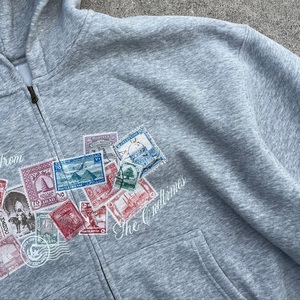 Sudadera con capucha y cremallera completa, estilo vintage personalizado con estampado gráfico, de peso pesado, oversize, unisex, estilo urbano, OEM ODM - Product Image 4