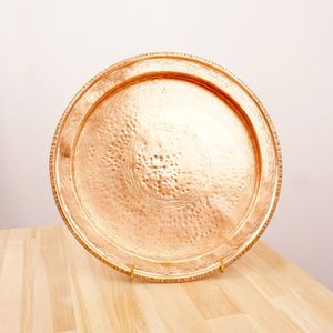Luxury Hammered Copper Serving Tray Handmade Decorative Platter for Dining <b>Table</b> Wedding and Kitchen <b>Display</b> - Product Image 1