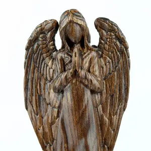 Sculpture d'ange en bois, figurine d'ange gardien, 12 pouces de haut, décoration religieuse artisanale, cadeau pour la maison, la famille, les fêtes - Product Image 6