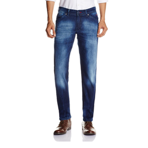 Fabricants de vêtements – Pantalon en jean pour homme, coupe droite, taille haute, bleu foncé, effet usé, grande taille, décontracté - Product Image 2
