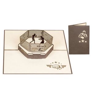 Carte de vœux 3D personnalisée avec thème MMA, carte de vœux 3D découpée au laser, faite à la main, avec enveloppe, carte de vœux sportive, carte pop-up artisanale - Product Image 1