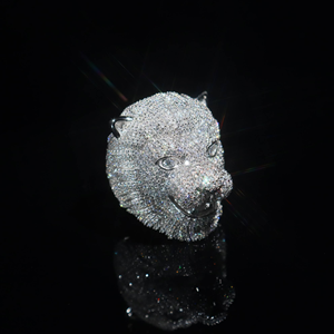 Anillo de Cabeza de León con Incrustaciones de Diamantes Moissanite, Plata 925, Estilo Hip Hop, Joyería de Lujo - Product Image 2