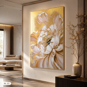 Cuadro Decorativo de Pared con Diseño Floral, Modelo F6-C1, Pintado a Mano por HALO, Arte Abstracto Original en Lienzo con Marco, Pintura al Óleo de Flores para el Hogar - Product Image 4
