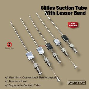 Einweg-Gillies-Absaugschlauch mit kleiner Biegung, 19 cm, Edelstahl, Einweg-Chirurgisches Absauginstrument für HNO-Operationen - Product Image 2