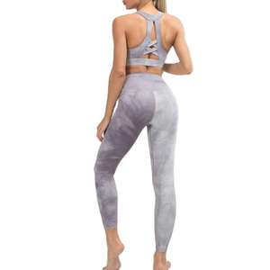 Conjunto Deportivo de Yoga y Gimnasio de 2 Piezas para Mujer, Talla Grande, Ecológico, Transpirable, con Sujetador Deportivo a Cuadros, Tirantes en Y y Bordado de Alta Calidad, Marca GAF Custom - Product Image 4