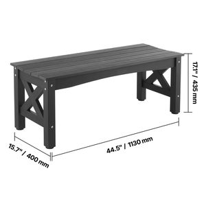 Panca da Esterno con Telaio in Acciaio e Legno da 44,5 Pollici, Capacità di Carico 600 Libbre, Piedini in Plastica Resistenti alle Intemperie, Gambe Spesse - Product Image 1
