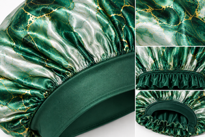 Bonnet de nuit en satin vert marbré pour femme, ajustable, élastique, pour usage domestique, 56-58 cm, style tendance - Product Image 5