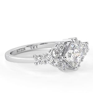 RITZIN Princess Cut Lab Grown Diamond Cluster Cute Style Anniversary <b>Ring</b> for Women - Product Image 6