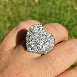 Luxury Heart Ring Iced Out Hip Hop Bling Heart Shape Ring Gold Plated Statement Jewelry - Product Image 4