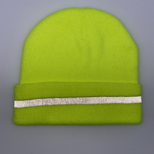Gorro de Punto Verde Neón con Franja Reflectante, Gorro de Invierno para Hombre y Mujer para Actividades al Aire Libre - Product Image 3