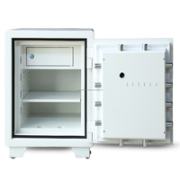 Caja Fuerte Premium WELKO US680 FE, Caja Fuerte para el Hogar Blanca Resistente al Fuego 1000-1200C, Acero Inoxidable de 2 mm, Cerradura con Llave Antirrobo