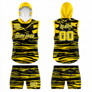Custom Sublimated Printed Breathable Quick Dry 100% Polyester Adults 7v7 <b>Football</b> Uniform Sleeveless Hooded <b>Shirt</b> Compression - Product Image 2