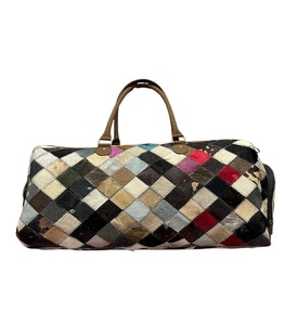 Elegante Bolsa de Viaje de Cuero con Diseño de Parches, Bolsa de Fin de Semana de Gran Capacidad, Bolsa de Gimnasio para Hombres y Mujeres - Product Image 5