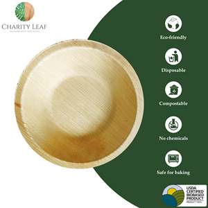 Ciotola rotonda usa e getta da 4 pollici in foglia di palma naturale - Product Image 5