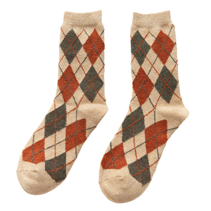 Wholesale Cotton Breathable Jacquard Crew <b>Socks</b> Brown Beige Cotton Mid Tube Casual Dress <b>Socks</b> Autumn Winter Multicolor - Product Image 4