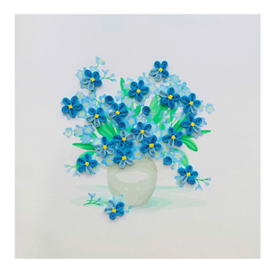 การ์ดควิลลิ่ง ช่อดอกไม้สีฟ้าในแจกัน การ์ดอวยพรทำมือพร้อมซอง การ์ดควิลลิ่งลายดอกไม้พิเศษสำหรับทุกโอกาส - Product Image 3