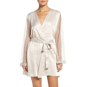 Bata de Dormir de Seda para Mujer, Elegante Túnica Larga de Satén, Ropa de Dormir Cómoda para el Hogar, Proveedor Mayorista - Product Image 4