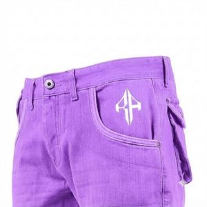 Pantalones Cortos de Mezclilla para Hombre, de Alta Calidad, con Estampado de Serigrafía, Estilo Jeans, de Pierna Ancha, Material Spandex/Poliéster - Product Image 5
