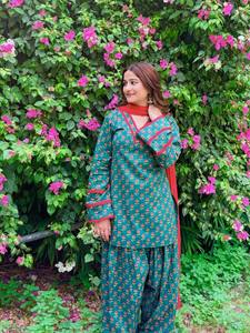 <b>Women</b> Traditional Cotton Printed Salwar <b>Suit</b> Green Red Casual Loose Fit Ankle-Length Summer India Pakistan Style - Product Image 6