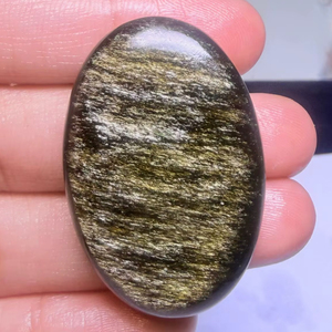 Lot de cabochons en obsidienne dorée naturelle de qualité supérieure pour la fabrication de bijoux de guérison par les cristaux et la collection de bijoux en pierres précieuses - Product Image 1