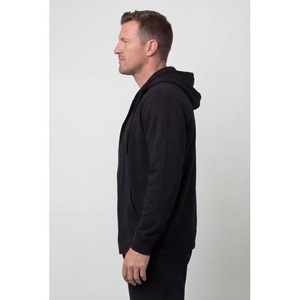 Men's Black <b>Zip</b>-Up Hoodie Regular Fit Polyester/Cotton Fleece Solid Front Pocket Casual Breathable <b>Sweatshirt</b> Winter Wear - Product Image 3