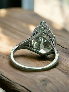 Bague de fiançailles en diamant taille poire de 3,00 carats, or jaune, certifiée IGI, style Art Déco de luxe, bague cocktail antique pour anniversaire - Product Image 4