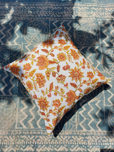 Rust Red Floral block print Cushion Cover pure Cotton Block Print Decorative Pillow Case Boho Vintage Sofa <b>Throw</b> Pillow Sham - Product Image 6