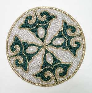 Mantel individual de lujo hecho a mano con bordado y cuentas de cristal, el más valorado, para eventos festivos y el hogar. Novedad: mantel individual para mesa de café y comedor. - Product Image 1