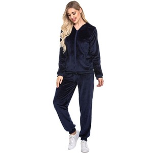 Ensemble de survêtement en velours uni écologique personnalisé pour femmes, manches longues, vêtements d'hiver en coton, OEM ODM, costumes en velours décontractés - Product Image 6
